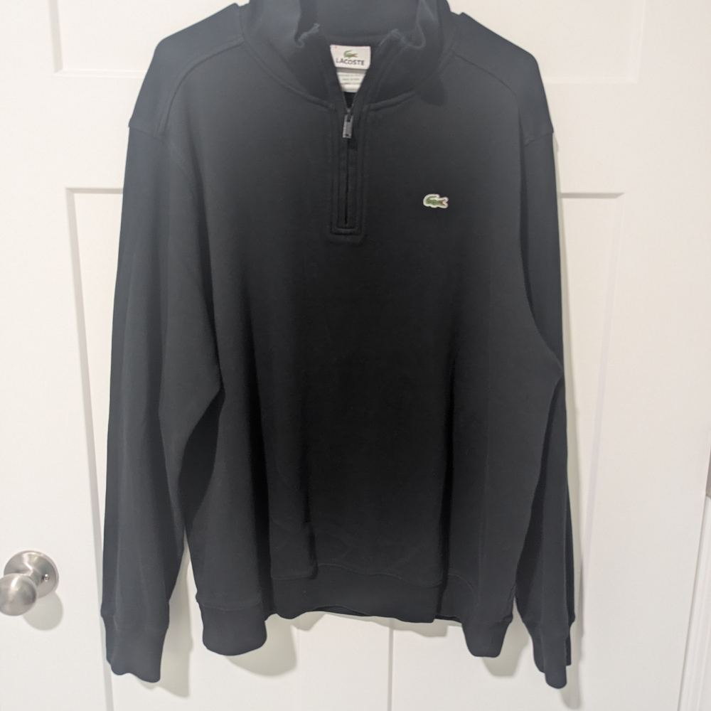Lacoste Men's Quarter Zip-Up Black Sweatshirt